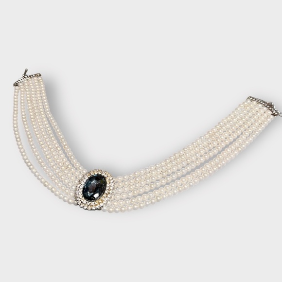 Vintage Faux Pearl & Stone “Princess Diana” Inspired Necklace - Picture 6 of 8